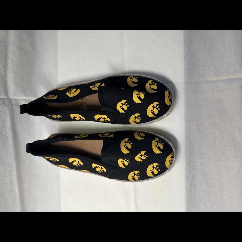 Iowa Hawkeyes Black and Yellow Slip-On Shoes - Women's Small